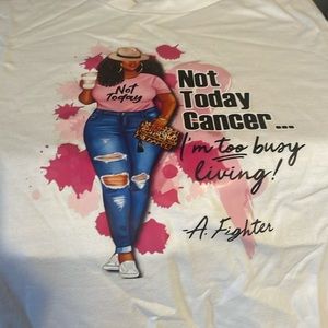 A large white, cancer fighting, 100% cotton t shirt